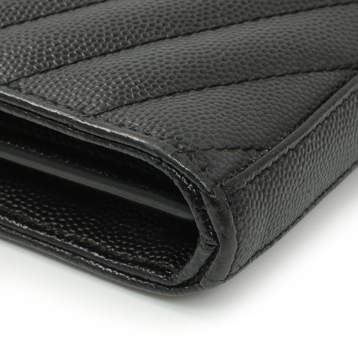 Saint Laurent Black Grain De Poudre Matelasse Chevron Monogram Chain Wallet Handbags Saint Laurent