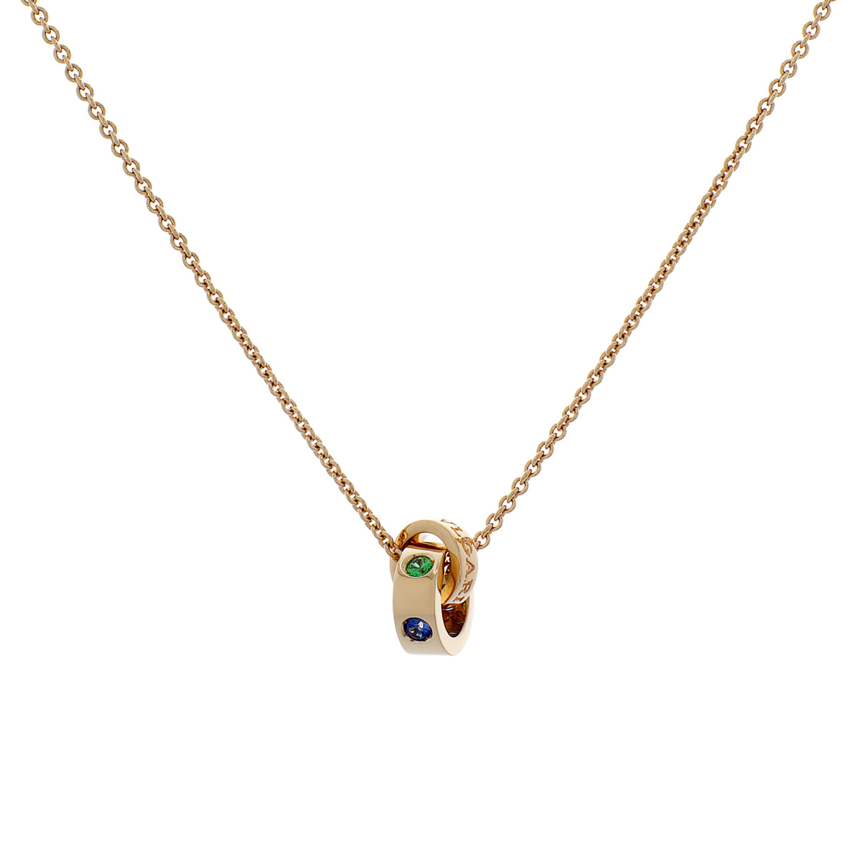 Bulgari 18K Rose Gold Sapphire Tsavorite Roman Sorbets Pendant Necklace Designer Jewellery Bulgari