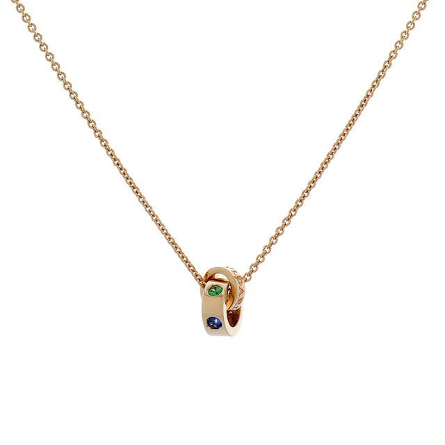 Bulgari 18K Rose Gold Sapphire Tsavorite Roman Sorbets Pendant Necklace Designer Jewellery Bulgari