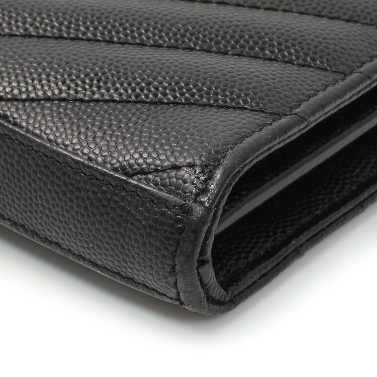 Saint Laurent Black Grain De Poudre Matelasse Chevron Monogram Chain Wallet Handbags Saint Laurent