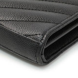 Saint Laurent Black Grain De Poudre Matelasse Chevron Monogram Chain Wallet Handbags Saint Laurent