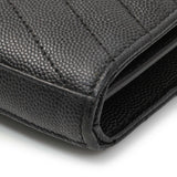 Saint Laurent Black Grain De Poudre Matelasse Chevron Monogram Chain Wallet Handbags Saint Laurent
