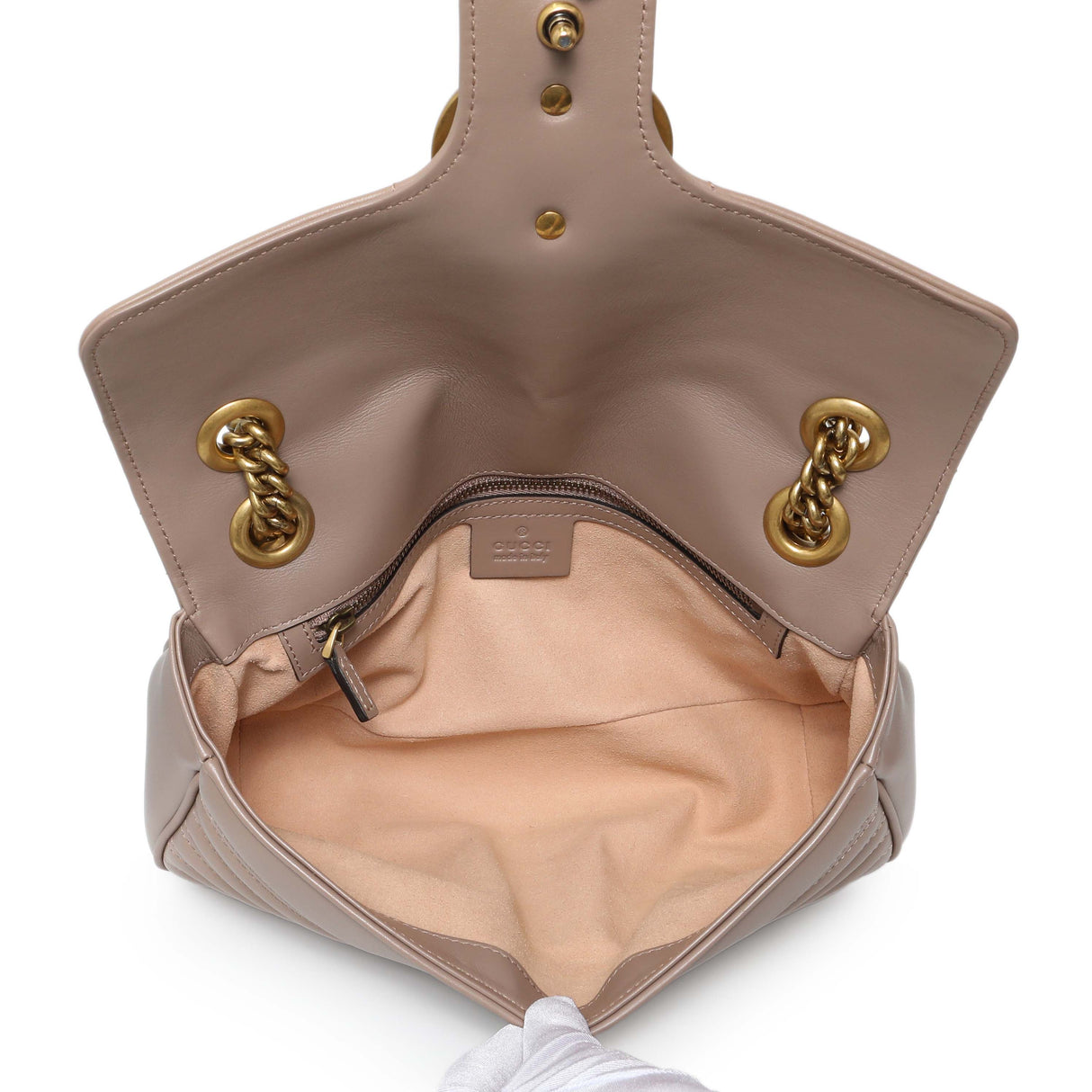 Gucci Porcelain Rose Calfskin Matelasse Small GG Marmont Shoulder Bag Handbags Gucci