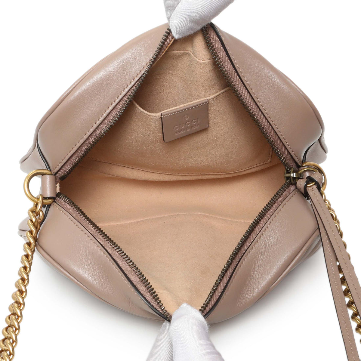 Gucci Porcelain Rose Calfskin Matelasse Small GG Marmont Chain Shoulder Bag Handbags Gucci