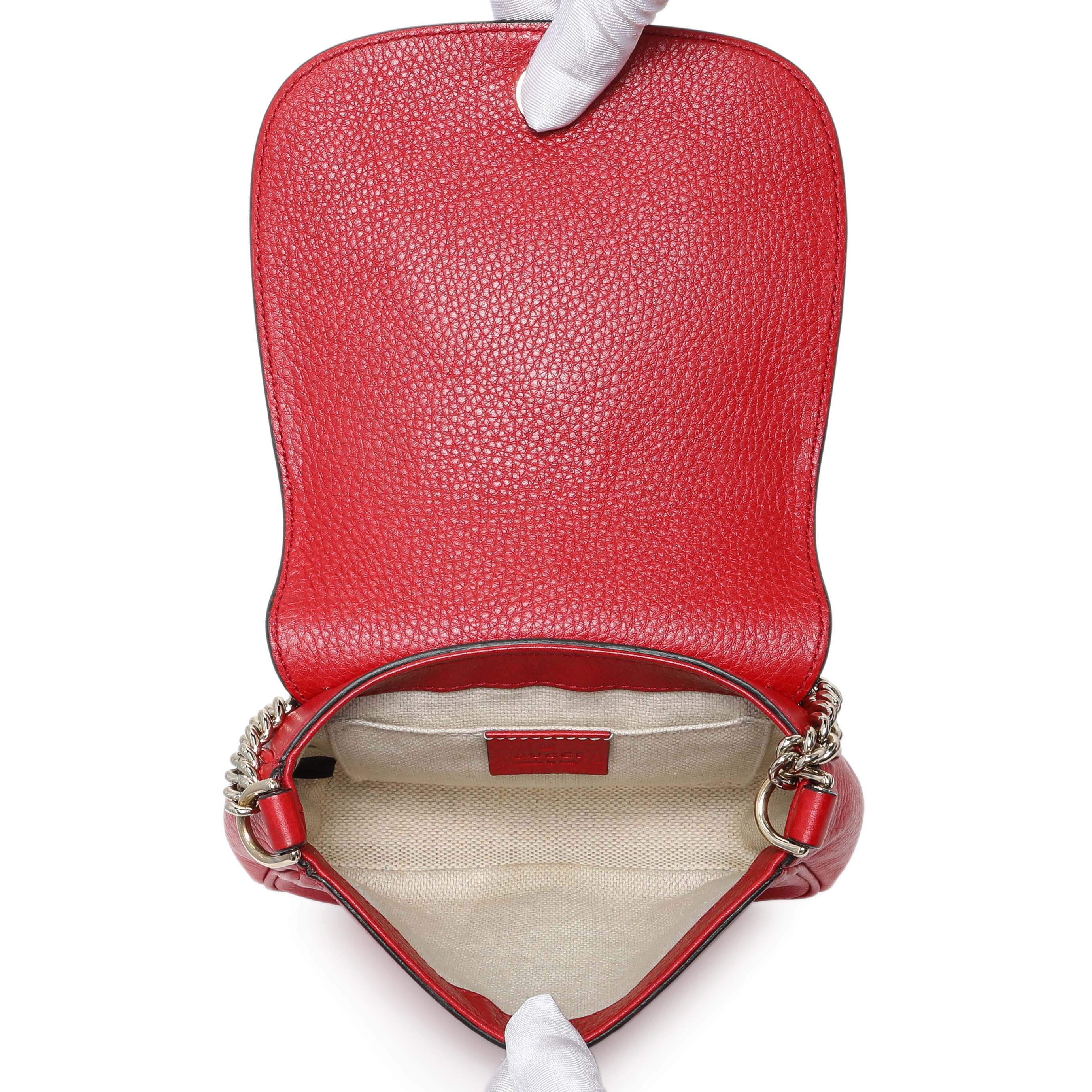 Gucci Red Pebbled Calfskin Small Soho Flap Crossbody – Modaselle