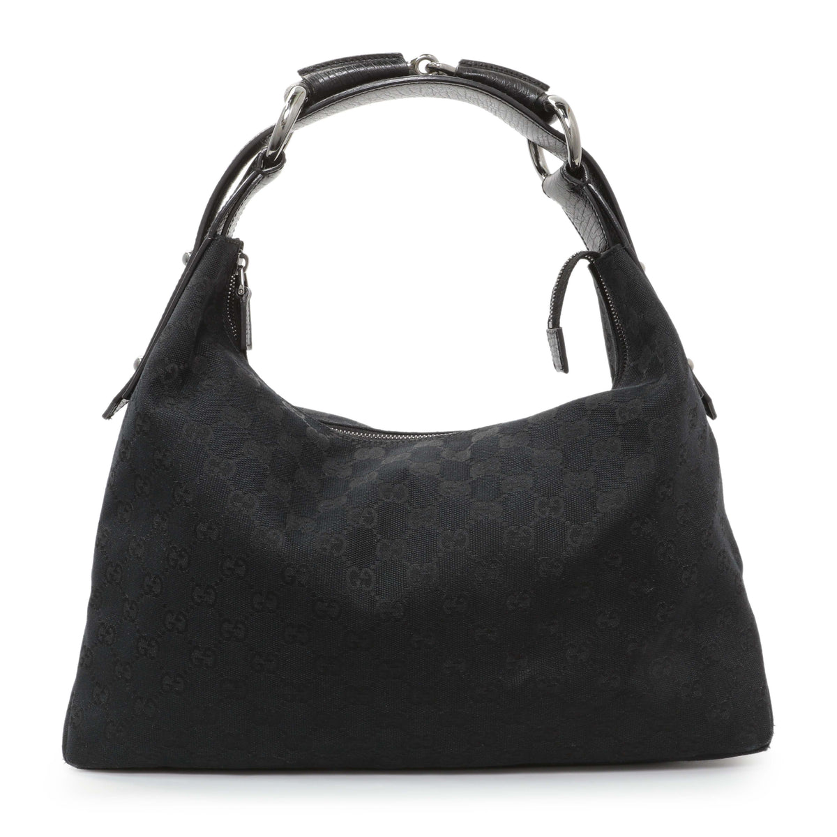 Gucci Black Monogram Medium Horsebit Chain Hobo Handbags Gucci