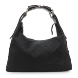 Gucci Black Monogram Medium Horsebit Chain Hobo Handbags Gucci