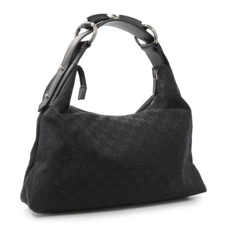 Gucci Black Monogram Medium Horsebit Chain Hobo Handbags Gucci