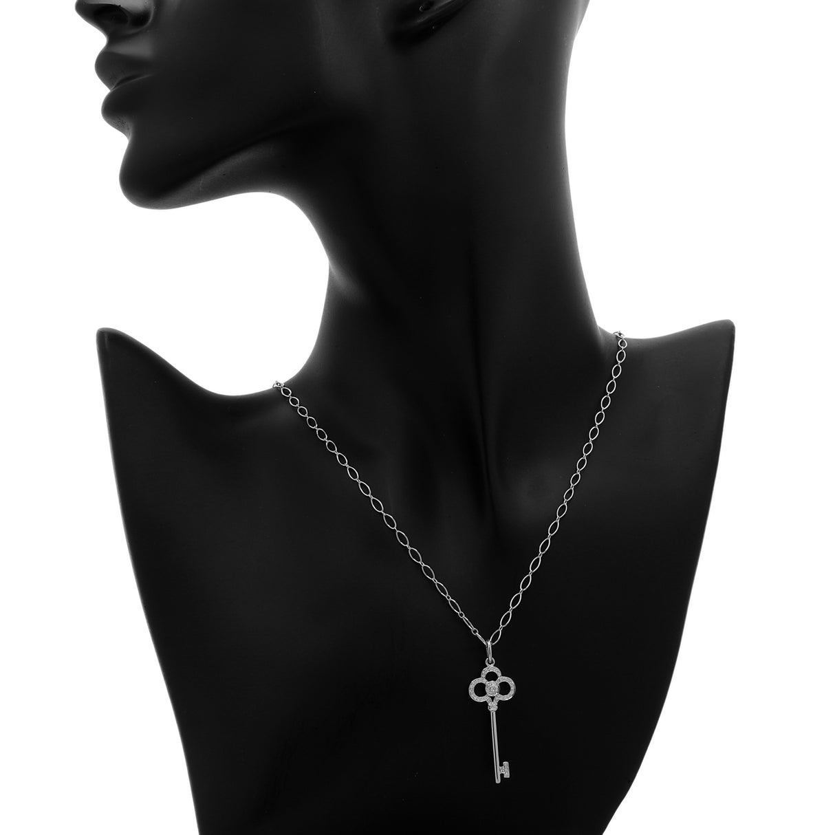 Tiffany & Co. 18K White Gold Diamond 1.5" Crown Key Pendant Designer Jewellery Tiffany and Co