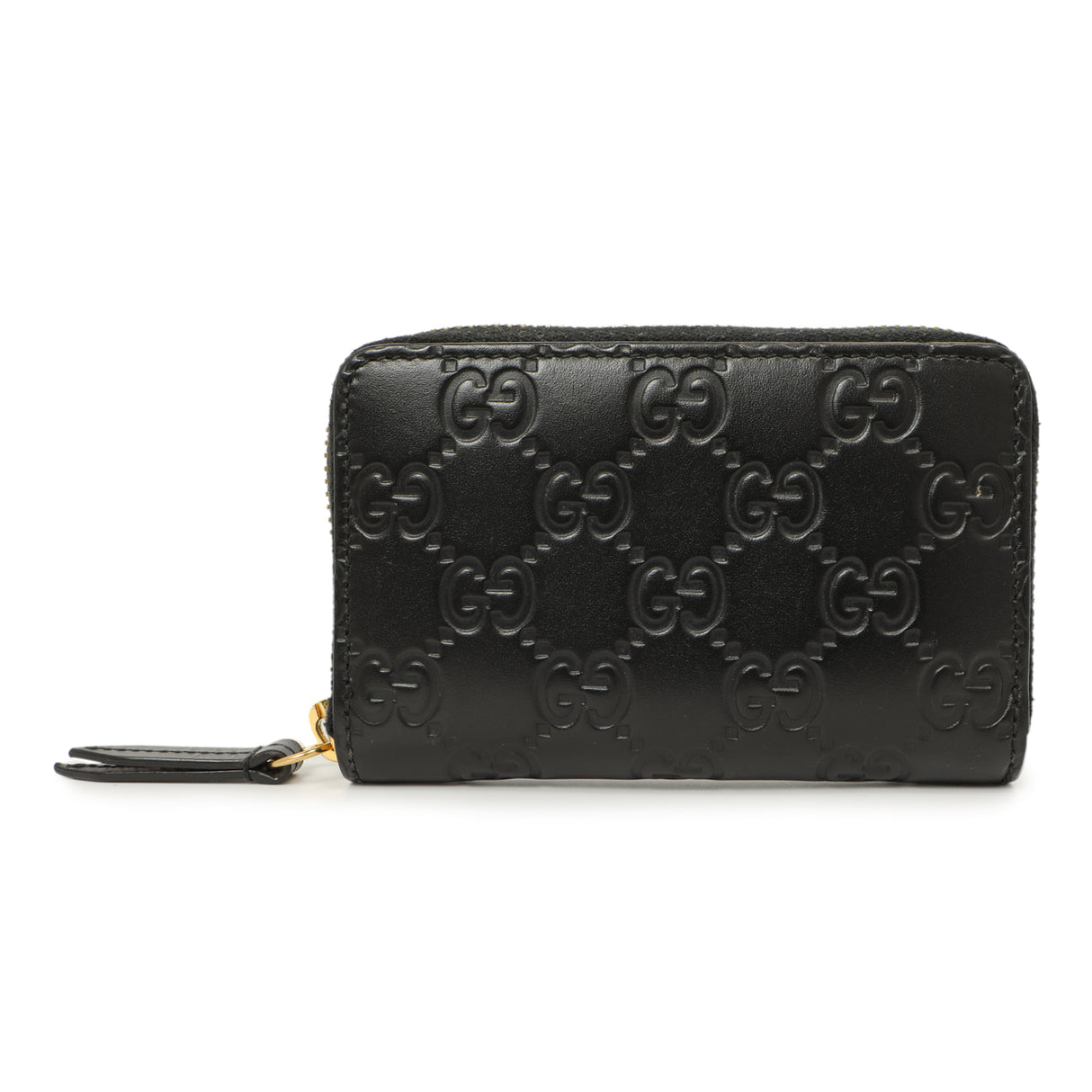 Gucci Black Guccissima Zip Around Card Case