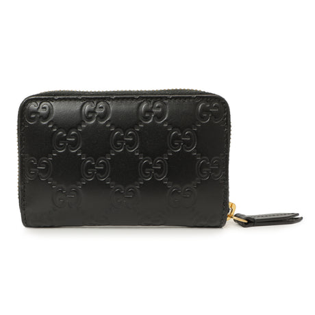 Gucci Black Guccissima Zip Around Card Case