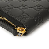 Gucci Black Guccissima Zip Around Card Case