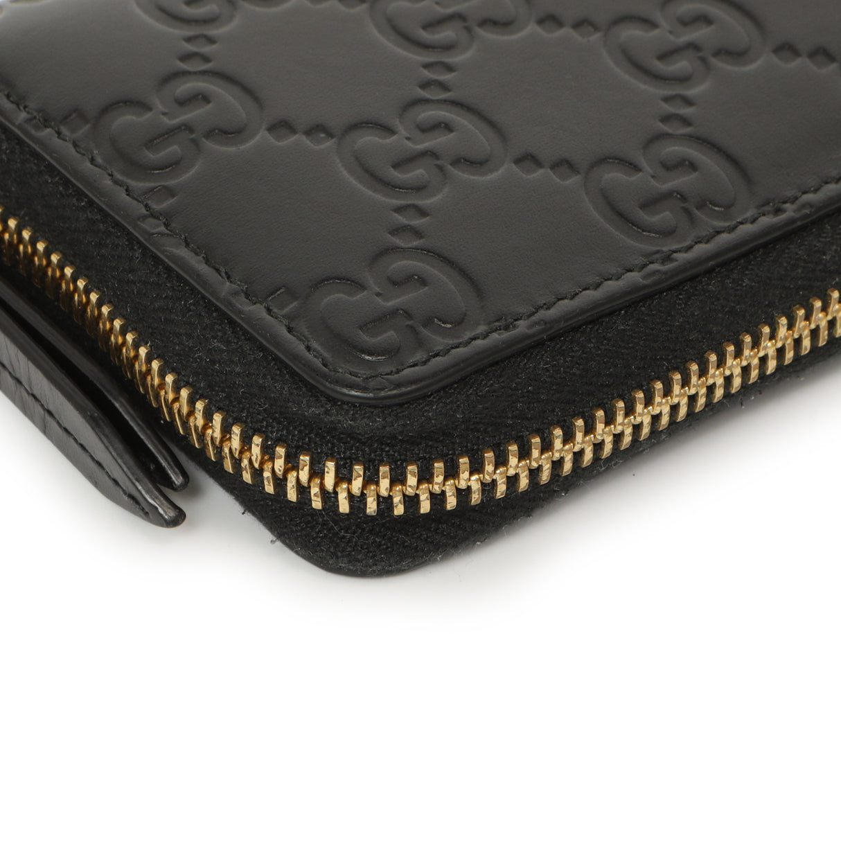 Gucci Black Guccissima Zip Around Card Case