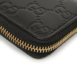 Gucci Black Guccissima Zip Around Card Case