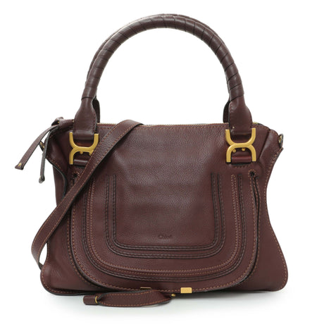Chloe Burgandy Calfskin Medium Marcie Satchel Handbags Chloe
