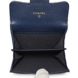 Chanel Blue Quilted Caviar Flap Card Holder Wallet