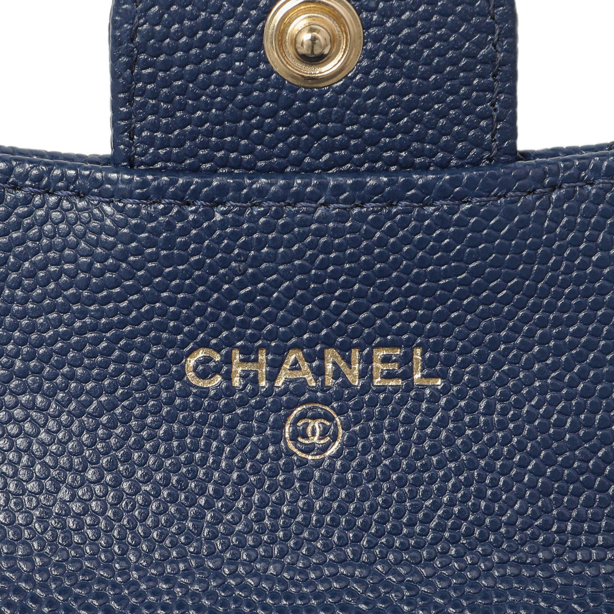 Chanel Blue Quilted Caviar Flap Card Holder Wallet