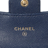 Chanel Blue Quilted Caviar Flap Card Holder Wallet