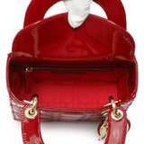 Christian Dior Red Patent Cannage Mini Lady Dior