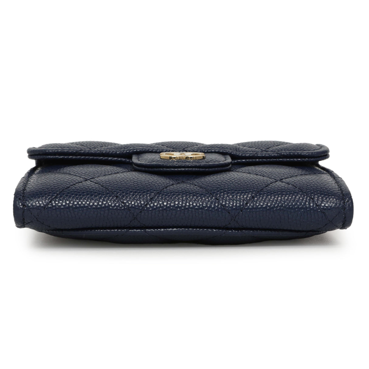 Chanel Blue Quilted Caviar Flap Card Holder Wallet