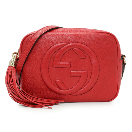 Gucci Red Pebbled Calfskin Small Soho Disco Bag Handbags Gucci