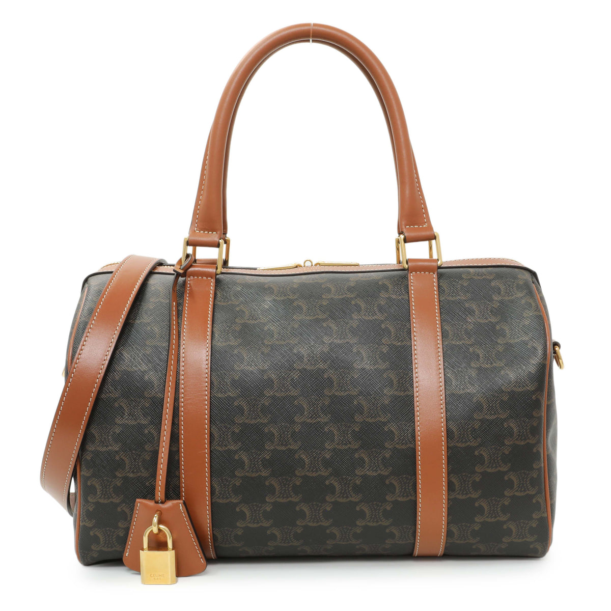 Celine Triomphe Canvas Calfskin Boston Bag Handbags Celine