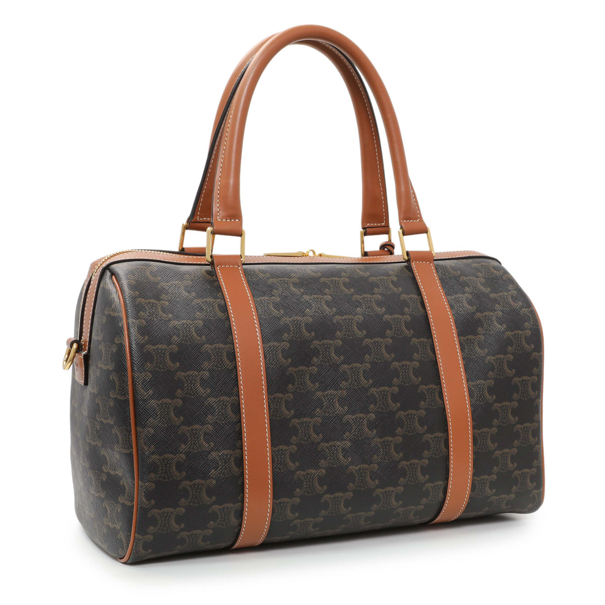 Celine Triomphe Canvas Calfskin Boston Bag Handbags Celine