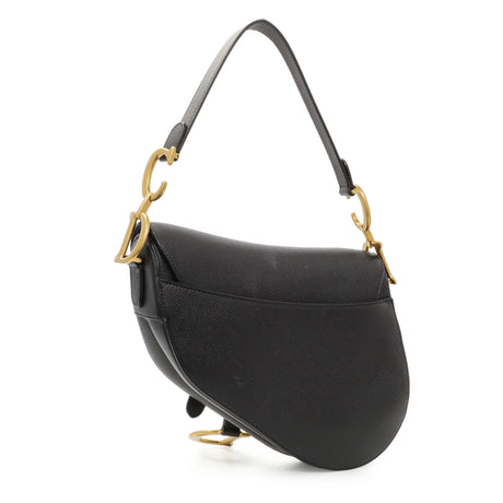 Christian Dior Black Grained Calfskin Saddle Bag Handbags Christian Dior