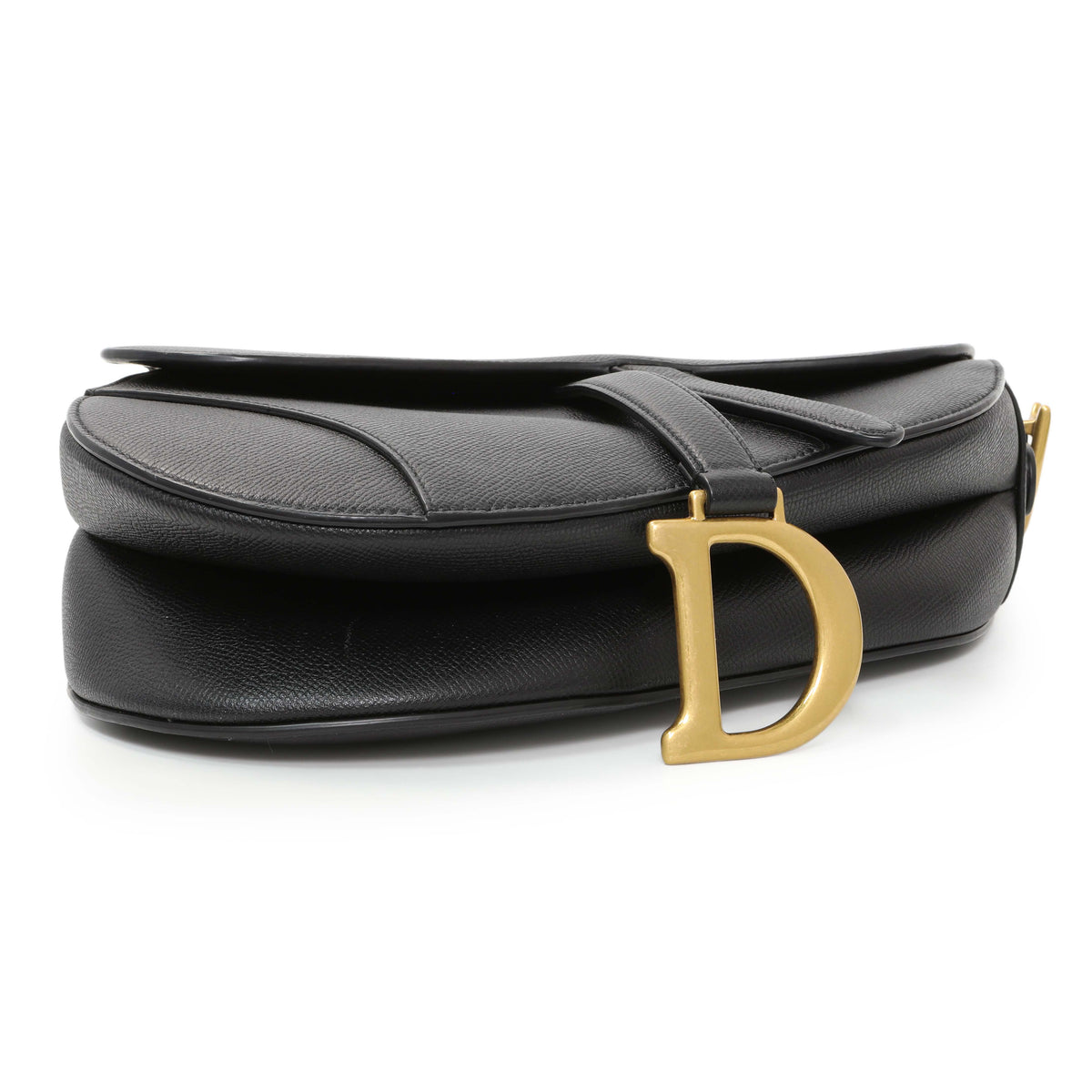 Christian Dior Black Grained Calfskin Saddle Bag Handbags Christian Dior