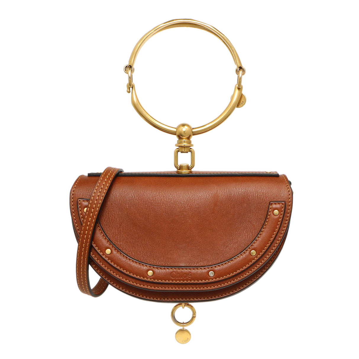 Chloe Brown Calfskin Small Nile Bracelet Minaudiere Bag