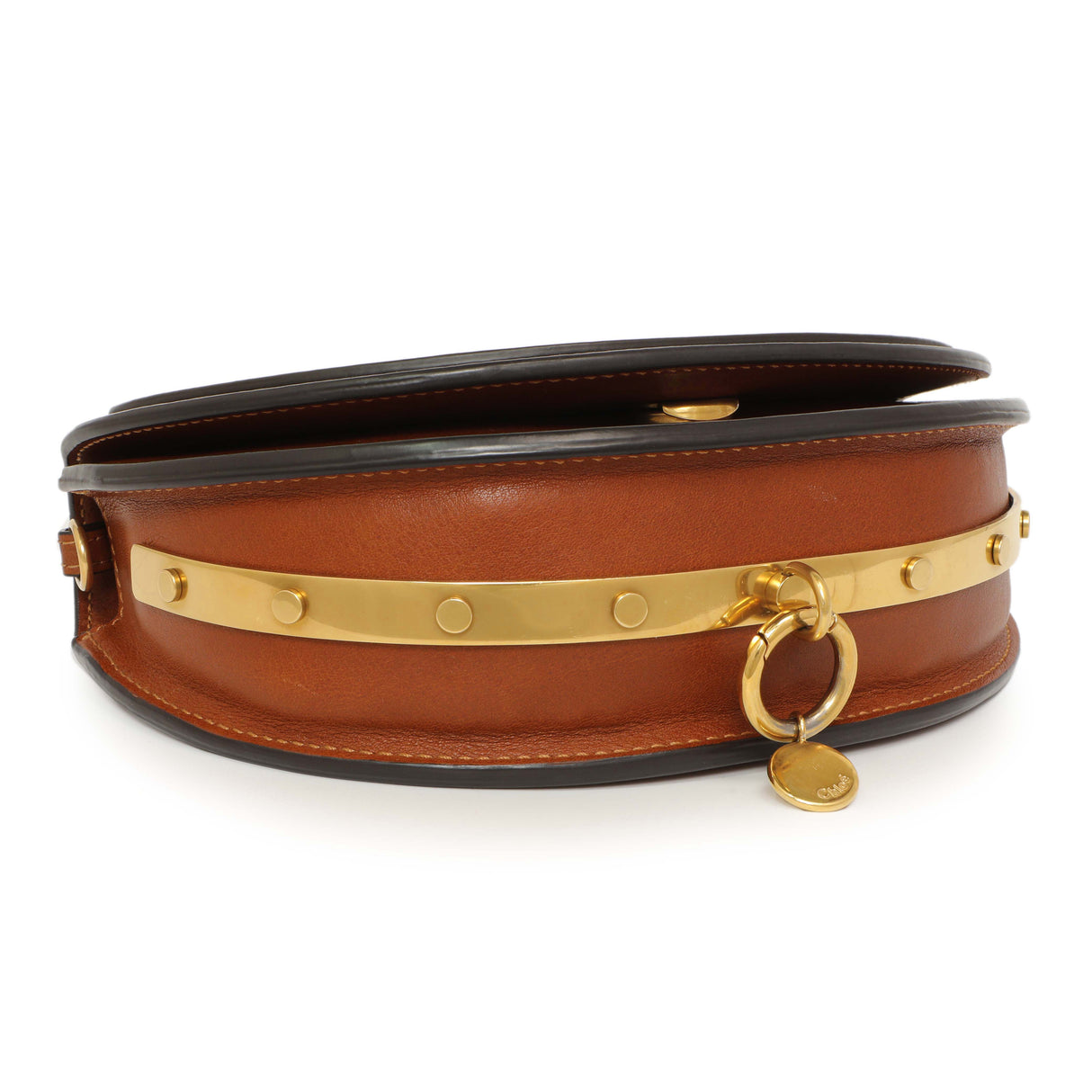 Chloe Brown Calfskin Small Nile Bracelet Minaudiere Bag