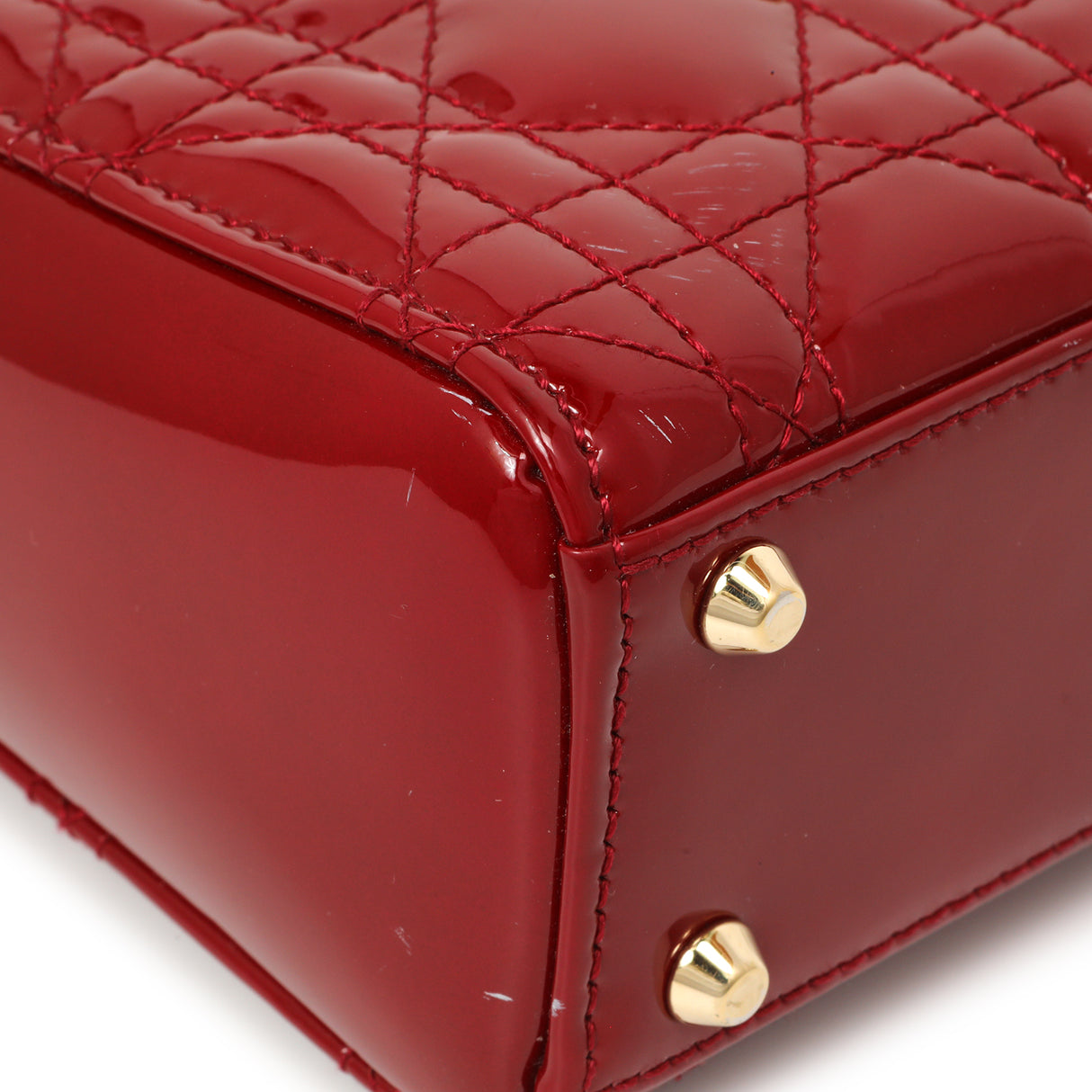 Christian Dior Red Patent Cannage Mini Lady Dior