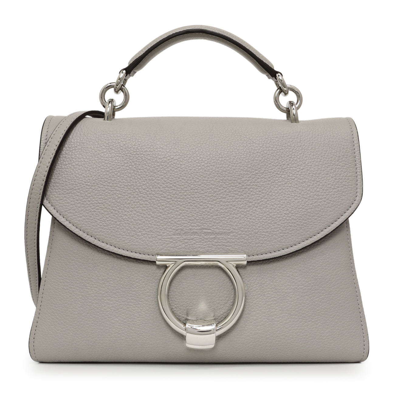 Salvatore Ferragamo Grey Calfskin Small Margot Top Handle – Modaselle