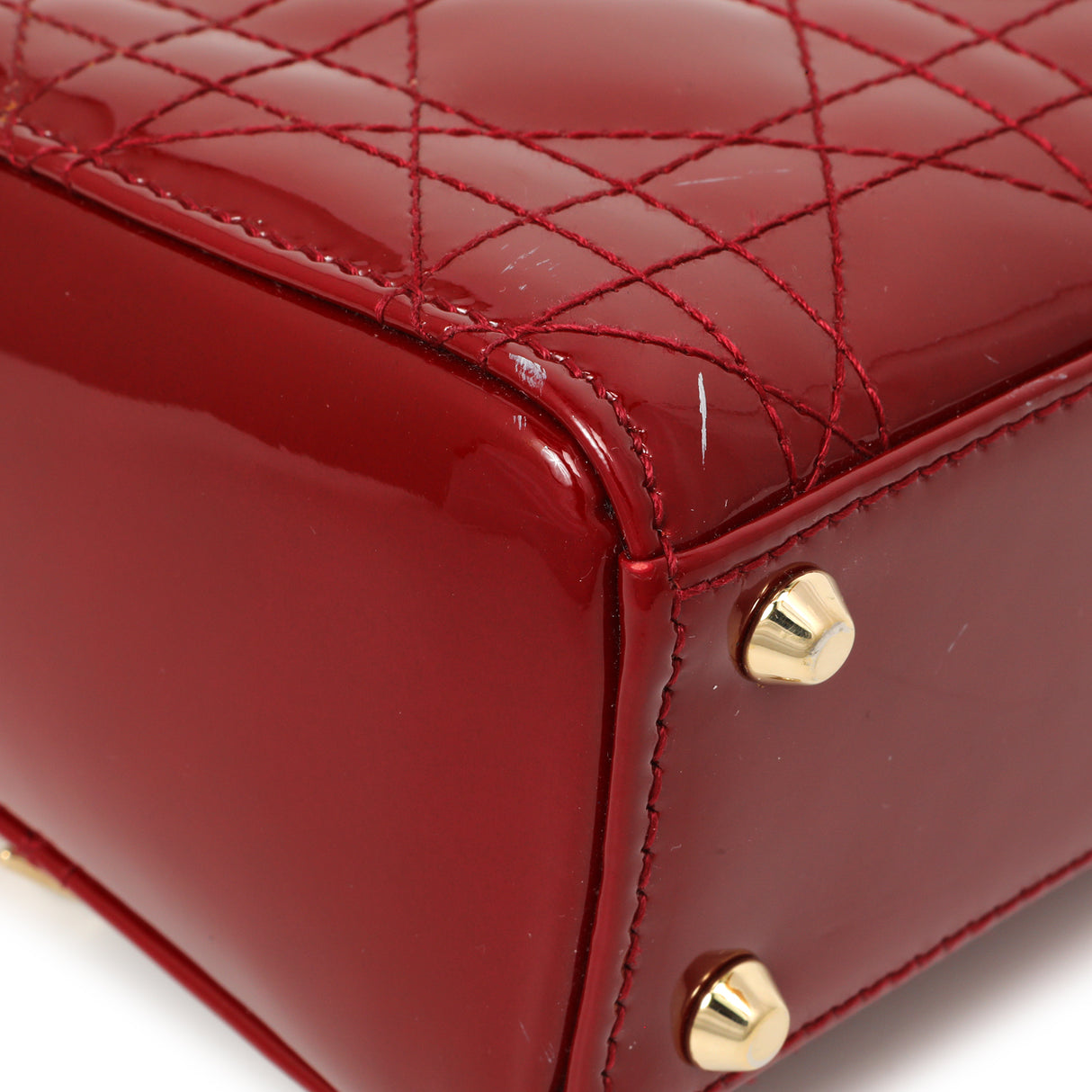 Christian Dior Red Patent Cannage Mini Lady Dior