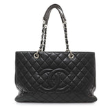 Chanel Black Quilted Caviar XL Grand Shopping Tote GST Handbags Chanel