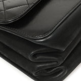 Chanel Black Calfskin Quilted Small Straight Lined Flap