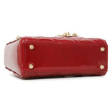 Christian Dior Red Patent Cannage Mini Lady Dior