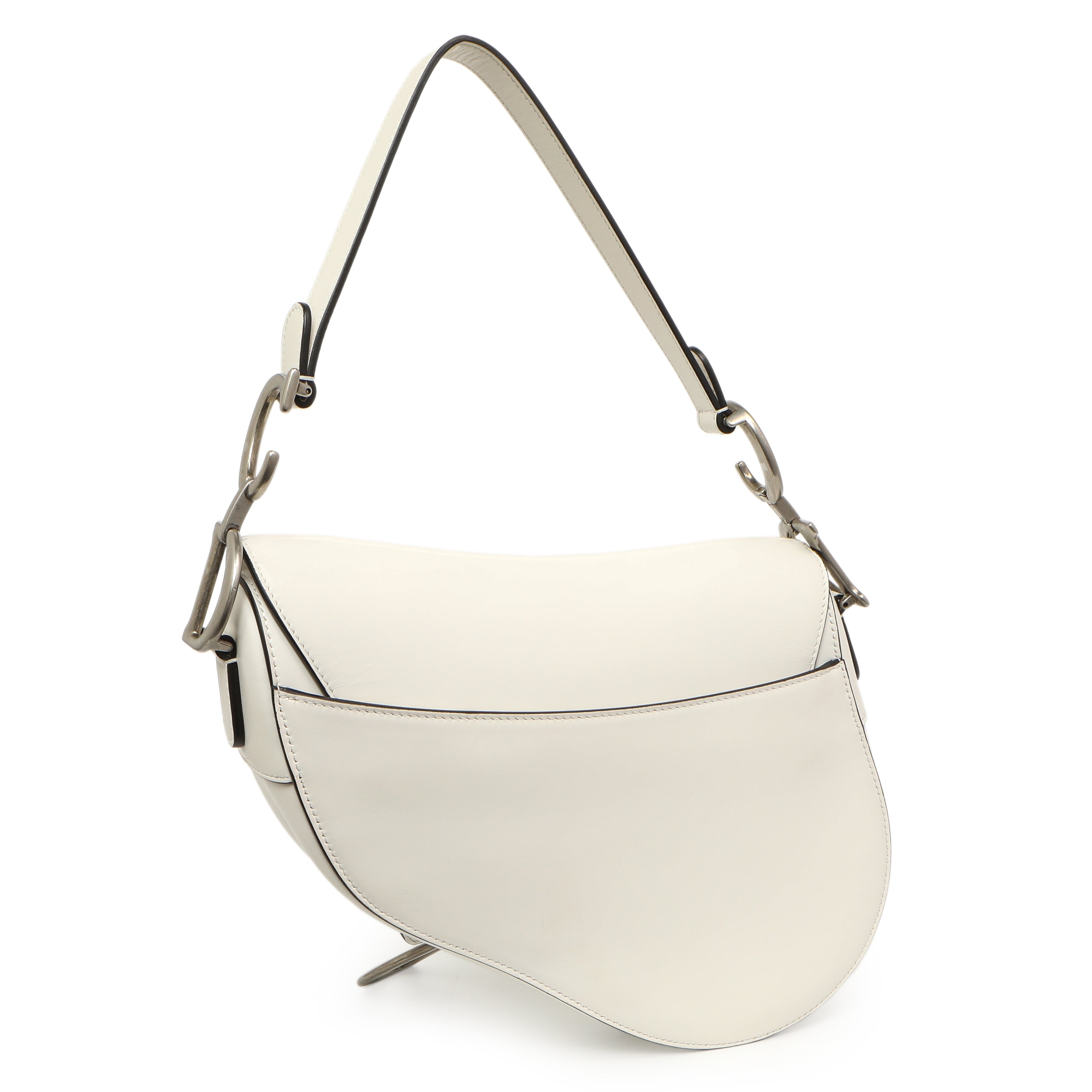 Christian Dior White Calfskin Saddle Bag