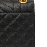 Saint Laurent Black Grain De Poudre Matelasse Chevron Medium Triquilt Monogram Satchel