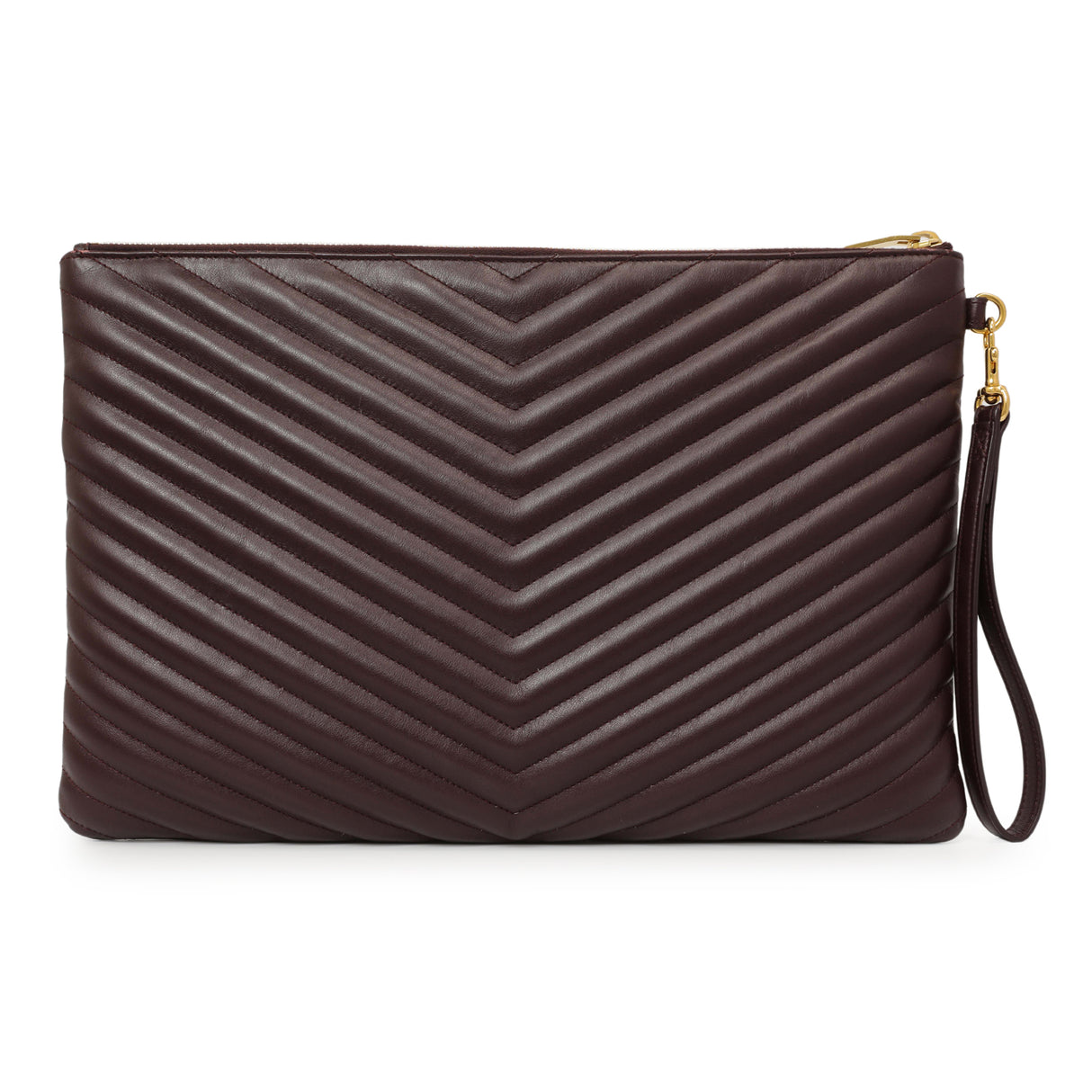 Saint Laurent Burgundy Calfskin Matelasse Chevron Monogram Document Holder