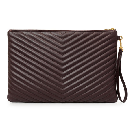 Saint Laurent Burgundy Calfskin Matelasse Chevron Monogram Document Holder