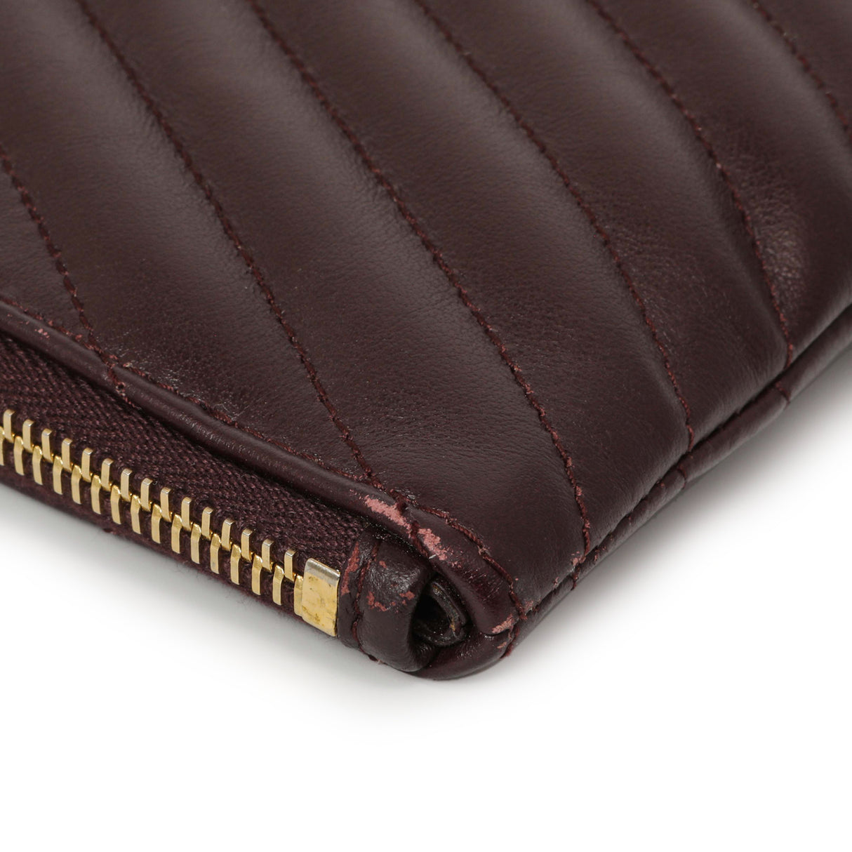 Saint Laurent Burgundy Calfskin Matelasse Chevron Monogram Document Holder