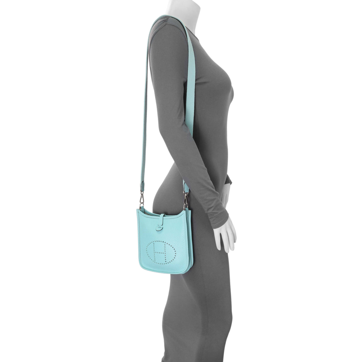 Hermes Blue Clemence Evelyne TPM Handbags Hermes