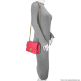 Prada Pink Soft Calf Chevron Impunture Flap Bag