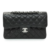 Chanel Black Quilted Caviar Small Classic Double Flap Handbags Chanel