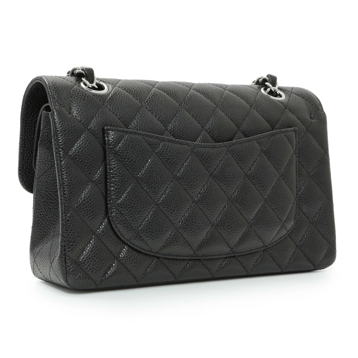 Chanel Black Quilted Caviar Small Classic Double Flap Handbags Chanel