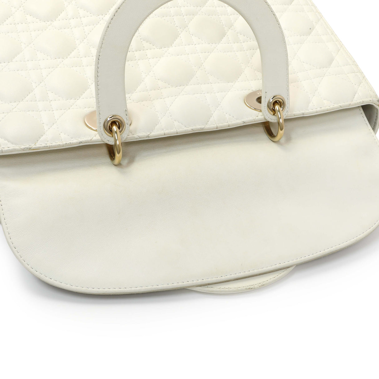 Christian Dior White Lambskin Cannage Large Lady Dior Handbags Christian Dior
