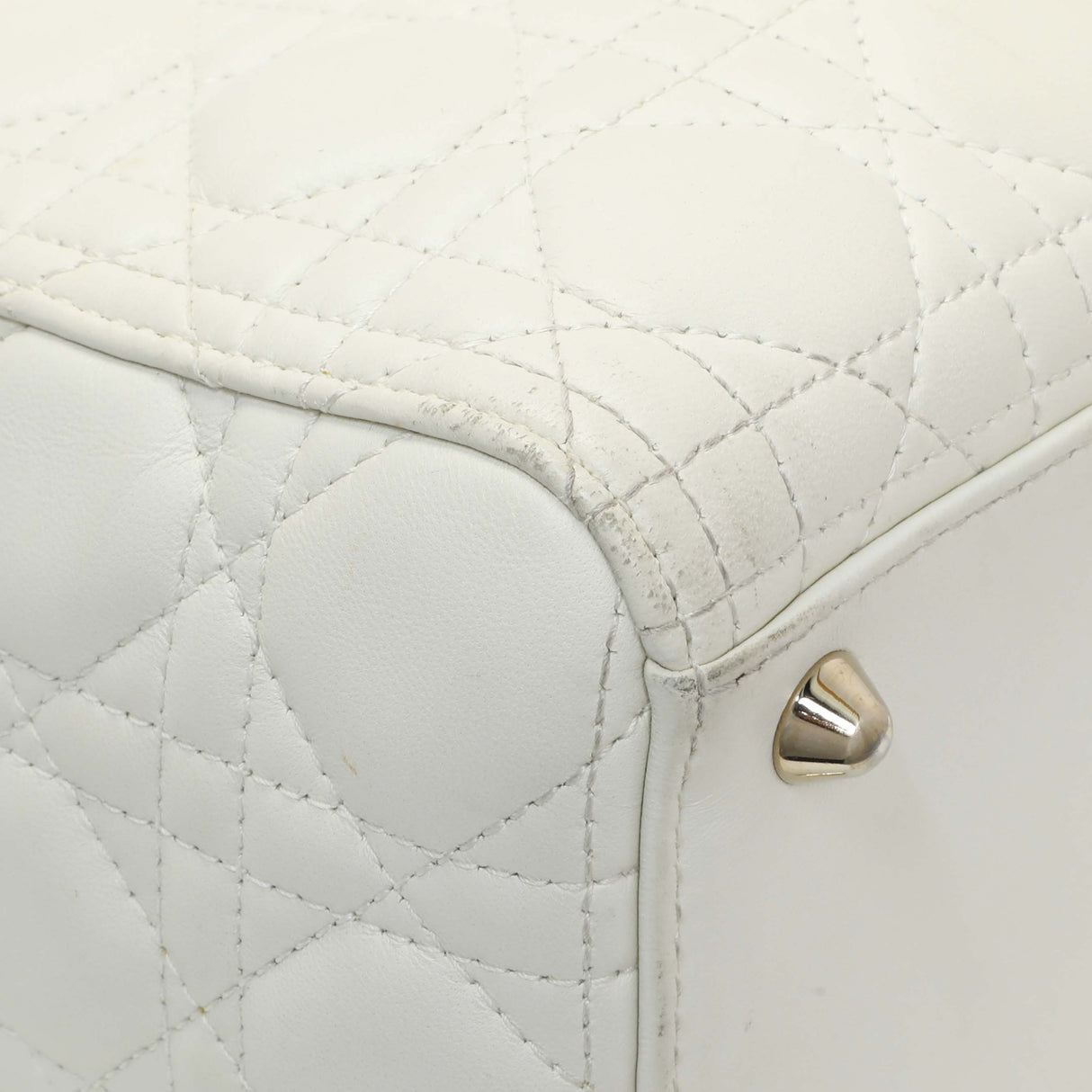 Christian Dior White Lambskin Cannage Large Lady Dior Handbags Christian Dior