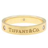 Tiffany & Co 18K Yellow Gold Diamond 4mm T&Co Band Ring