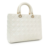 Christian Dior White Lambskin Cannage Large Lady Dior Handbags Christian Dior